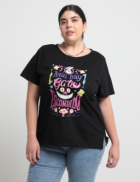 Playera Disney DTR Gato Cheshire Cuello Redondo Para Mujer