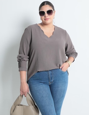 Blusa Contempo Plus Manga Larga Para Mujer