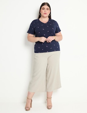 Playera manga corta Weekend Plus cuello V para mujer