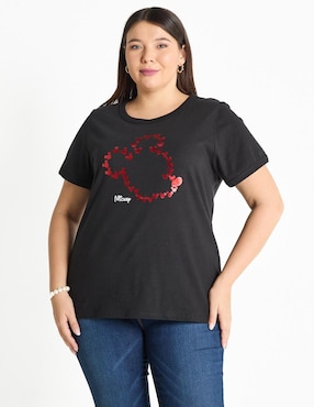 Playera Manga Corta Disney DTR Mickey Mouse Cuello Redondo Para Mujer