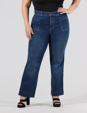 Jeans Straight Oh Pomp Corte Cintura Alta Para Mujer