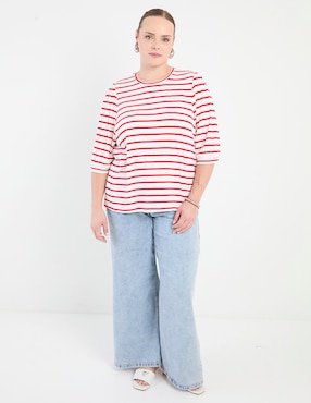 Playera manga 3/4 Weekend Plus cuello redondo para mujer