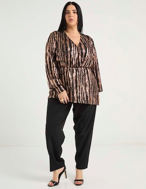 Blusa Contempo Plus manga larga para mujer