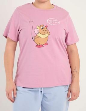 Playera manga corta Disney Dtr Gus Gus cuello redondo para mujer