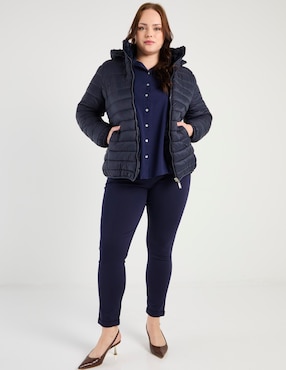 Blusa camisera Contempo Plus manga larga para mujer