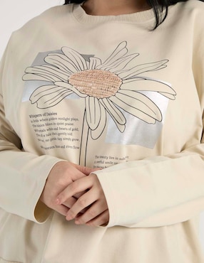 Playera manga larga Contempo Plus cuello redondo para mujer