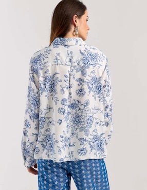 Blusa camisera Contempo Plus manga larga para mujer