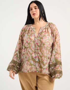 Blusa Contempo Plus manga larga para mujer