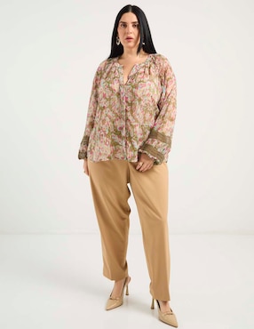 Blusa Contempo Plus manga larga para mujer