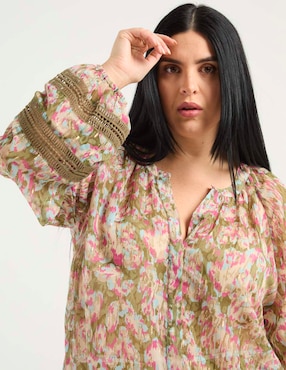 Blusa Contempo Plus manga larga para mujer