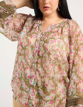 Blusa Contempo Plus manga larga para mujer