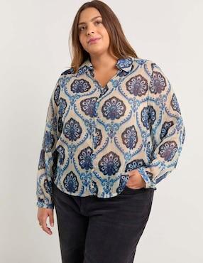 Blusa Contempo Plus manga larga para mujer