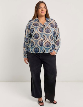 Blusa Contempo Plus manga larga para mujer