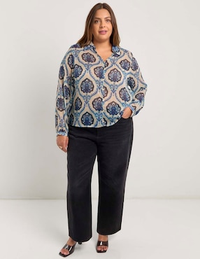 Blusa Contempo Plus manga larga para mujer