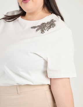 Playera manga corta Contempo Plus cuello redondo para mujer
