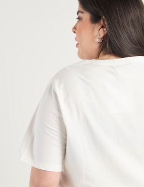 Playera manga corta Contempo Plus cuello redondo para mujer