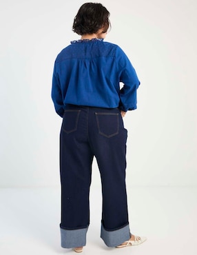 Jeans relaxed amplio Contempo Plus corte cintura para mujer