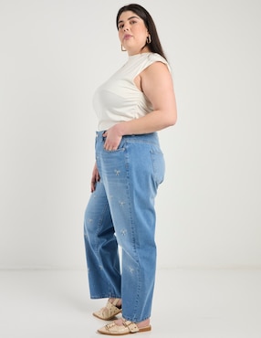 Jeans straight a la cintura Contempo Plus para mujer
