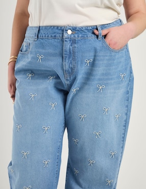 Jeans straight a la cintura Contempo Plus para mujer