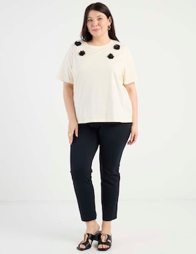 Playera manga corta Contempo Plus cuello redondo para mujer