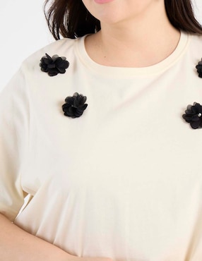 Playera manga corta Contempo Plus cuello redondo para mujer