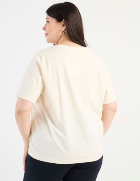 Playera manga corta Contempo Plus cuello redondo para mujer