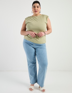 Jeans amplio cintura Contempo Plus para mujer
