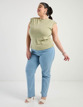 Jeans amplio cintura Contempo Plus para mujer