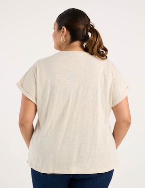Playera manga corta Weekend Plus cuello mao para mujer