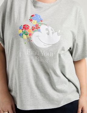 Playera manga al codo Disney Dtr Mickey Mouse cuello redondo para mujer