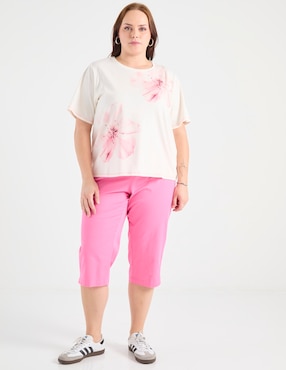 Playera manga al codo Contempo Plus cuello redondo para mujer