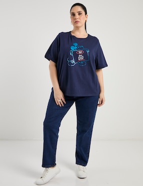 Playera manga al codo Disney DTR Mickey Mouse cuello redondo para mujer