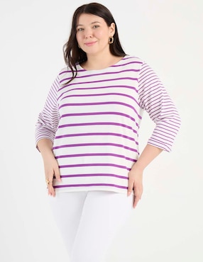 Playera manga 3/4 Weekend Plus cuello redondo para mujer