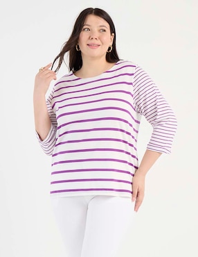 Playera manga 3/4 Weekend Plus cuello redondo para mujer