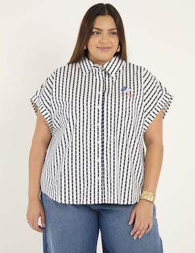 Blusa camisera manga corta para mujer