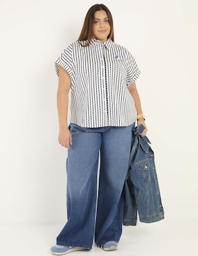 Blusa camisera manga corta para mujer