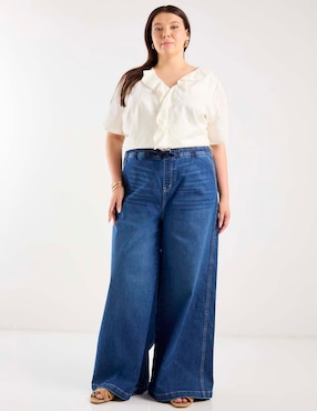 Jeans relaxed amplio cintura media alta Weekend Plus para mujer