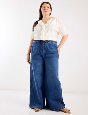 Jeans relaxed amplio cintura media alta Weekend Plus para mujer