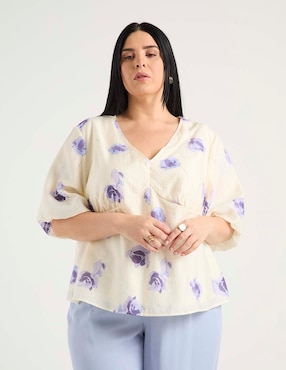 Blusa Contempo Plus manga al codo para mujer