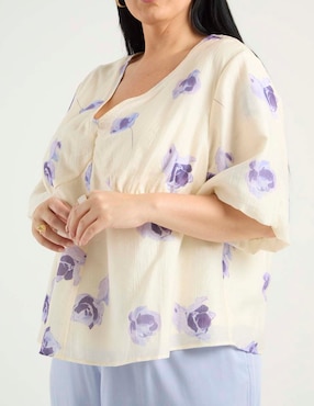 Blusa Contempo Plus manga al codo para mujer