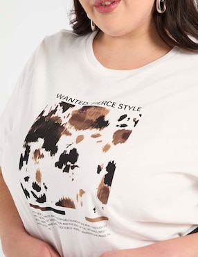 Playera manga corta Contempo Plus cuello redondo para mujer