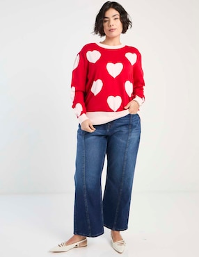 Jeans relaxed amplio Contempo Plus corte cintura para mujer