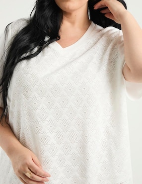 Playera manga al codo Weekend Plus cuello V para mujer