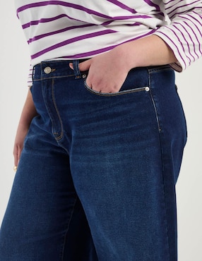 Jeans relaxed amplio corte cintura Contempo Plus para mujer