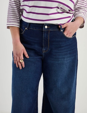 Jeans relaxed amplio corte cintura Contempo Plus para mujer