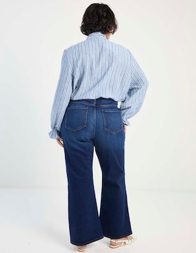 Jeans flare Contempo Plus corte cintura para mujer