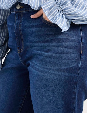 Jeans flare Contempo Plus corte cintura para mujer