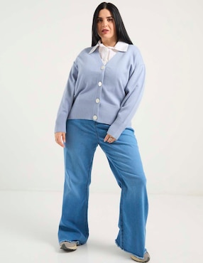 Suéter Contempo Plus cuello V para mujer