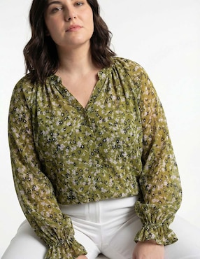 Blusa Contempo Plus manga larga para mujer