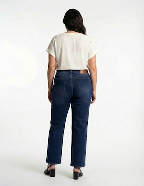 Jeans straight cintura media Contempo plus para mujer